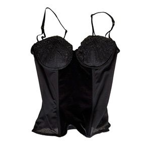 *SOLD* Velvet & mesh corset top with embroidered cups
